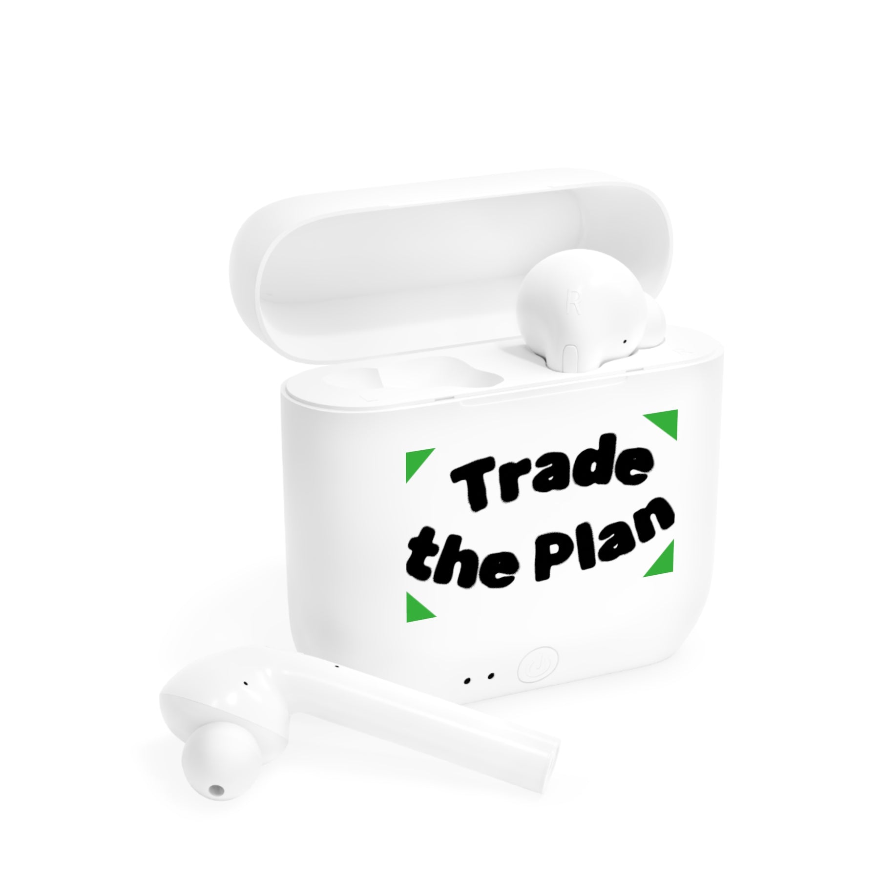 Wireless Earbuds — “Trade the Plan” Motivational Charging Case