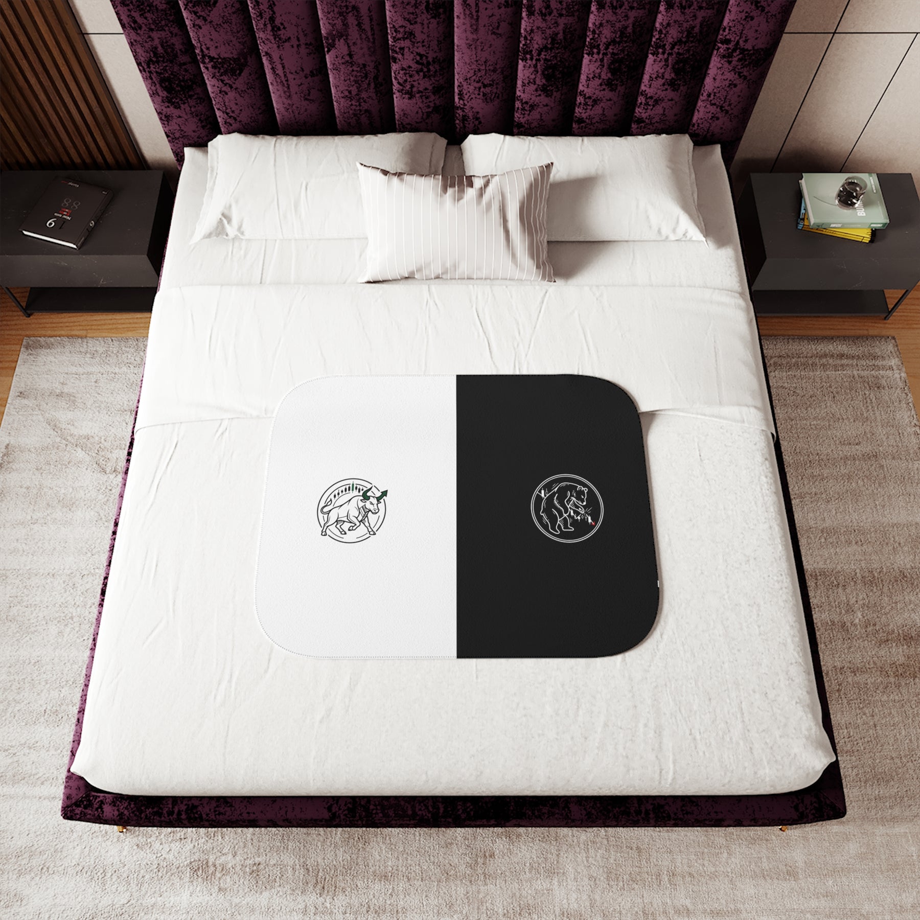 "Bull and Bear" - Yin-Yang Reversible Cozy Throw